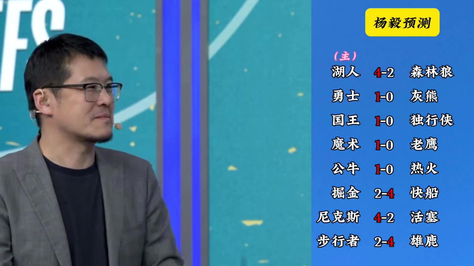明燈來(lái)了！看看楊毅的季后賽預(yù)測(cè)：湖人4-2狼 快船4-2掘金